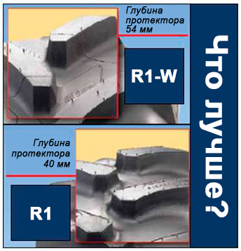 ракторные шины R-1 или R-1W?